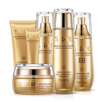 Snail Repair & Brightening Skincare Set by Bioaqua, enriched with natural snail essence for smoother skin.