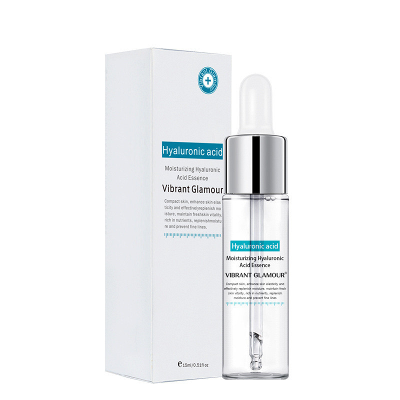 Vibrant Glamour Hyaluronic Acid Moisturizing Essence, infused with powerful hydration for soft, youthful skin.