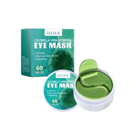 Hydrogel Eye Mask infused with Chlorella Vera, reducing puffiness and fine lines for refreshed eyes.