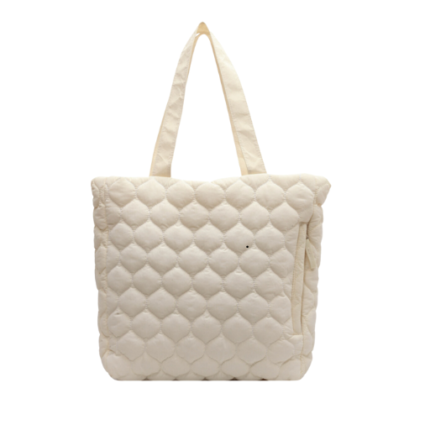 Rhombus Cotton-Padded Shoulder Tote Bag